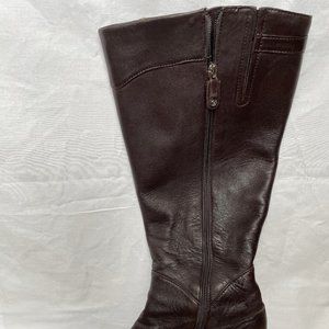 Cole Haan Dark Brown Leather Zip Mid-Calf Boots
